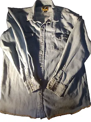 Wyoming Traders Pearl Snap Oversized Retro Denim Shirt XL • $19