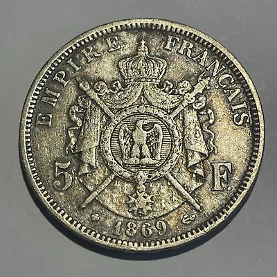 1869 Napoleon III Empereur BB BARRE 5 FRancs Coin France • £10