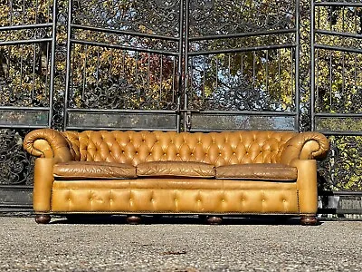 Vintage Button Tufted Leather Chesterfield Sofa  • $4250