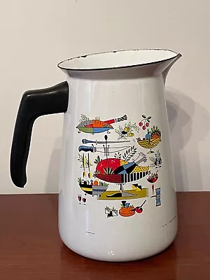 Vintage Enamelware Coffee Pot Georges Briard Kaj Franck Kitsch 1960s 8 H Vase • $30