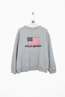 £35 • Buy Vintage Ralph Lauren Polo Sport USA Flag Sweatshirt (Large)