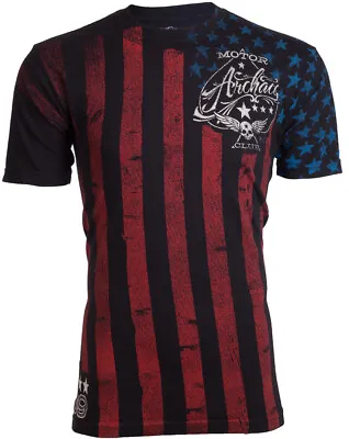 Archaic By Affliction Mens T-shirt Nation Regular Fit Black US Flag S-3XL NWT • $24.95