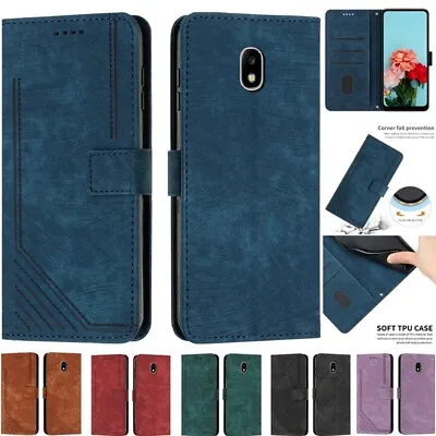 Wallet Flip Leather Case Cover For Samsung Galaxy J4 J6+ 2018 J7 2017 J3 J5 2016 • £7.79