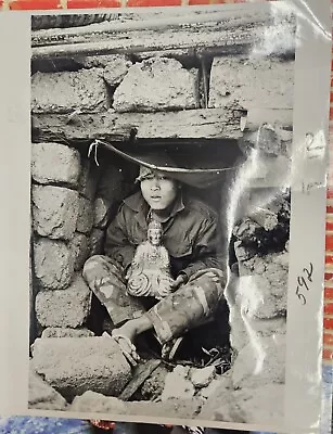 1973 South Vietnamese Marine W/ Buddha Statue 8x10  B/w Press Photo Vietnam  • $1.99