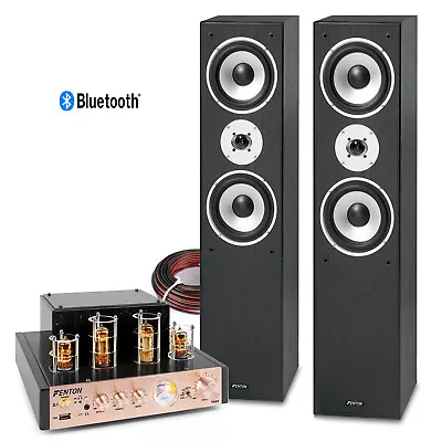 Tower HiFi System With Floor Standing Speakers And Valve Amplifier SHFT60B Black • £299