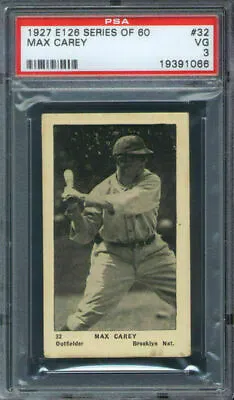 1927 E126 American Caramel #32 Max Carey PSA 3 Brooklyn Robins HOF • $1015