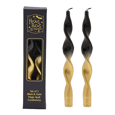 Disney Hocus Pocus Magic Spell Spiral Candles Witches Black And Gold Set Of 2 • £11.99