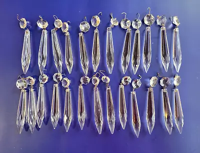 Lot Of 25 Antique Mid 1800's Icicle Spear Crystal Glass Chandelier Prisms 4  • $38