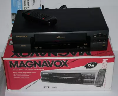Magnavox 4 Head VHS VCR Model VR400 W/ Box And Remote TESTED & WORKS • $74.95