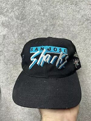 Vintage San Jose Sharks Hat Cap SnapBack Black NHL Hockey Logo CCM WOOL 90s • $100