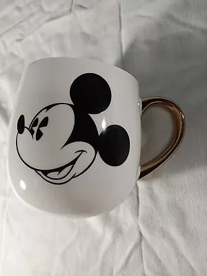 Disney Mickey Mouse Face Coffee Porcelain Mug Cup White W/gold Handle • $3.50