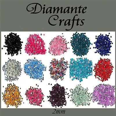 2mm Diamante Loose Flat Back Rhinestone Craft Gems Choose From 18 Colours • £2.99