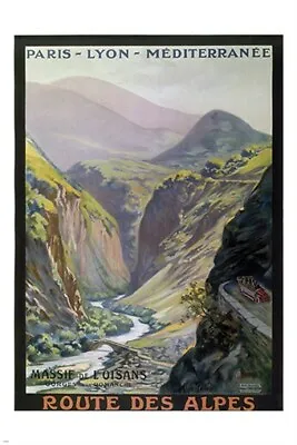 Road To The Alpes Mountains VINTAGE FRENCH TRAVEL POSTER Collectors 20x30  • $9.99