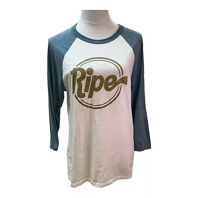 Bella Canvas Ripe Band White And Blue Baseball Style T Shirt Size M • $11