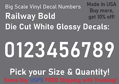 0-10 7 -32  Big Size Vinyl Die Cut Decal Numbers (White) 6Yrs Outdoor Film   • $1.19