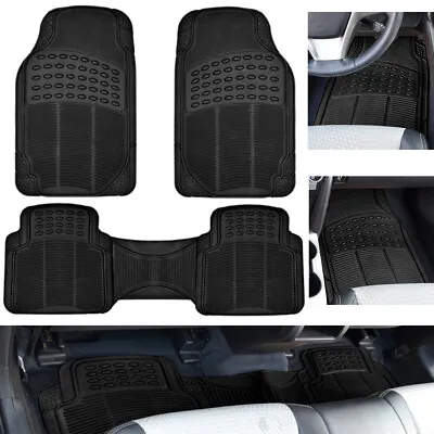 Rubber Car Floor Mats For All Weather Protection Full Front Rear Set HD Black • $24.99