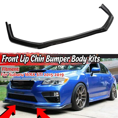 $71.99 • Buy For 15-19 Subaru WRX STI V-Limited Style Front Bumper Lip Chin Spoiler Black