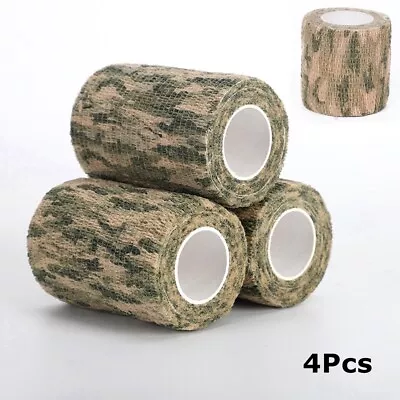 4Pcs Self-adhesive Army Camouflage Hunting Rifle Wrap Camo Bandage Stealth Tape • £6.39