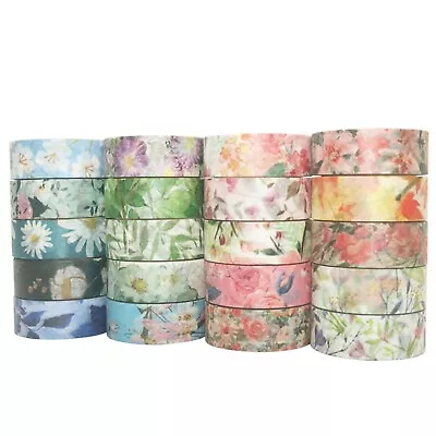 4M Floral Washi Tape 15mm Nature Scrapbooking Flower Washi Tape For Journaling • £2.75