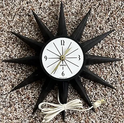 VTG MCM Atomic Spartus 14” Starburst Sunburst Wall Clock 1960s Electric USA Made • $189.99