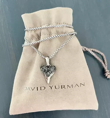 David Yurman Men's Black Diamond Shark Tooth Amulet With 28  Box Chain • $475