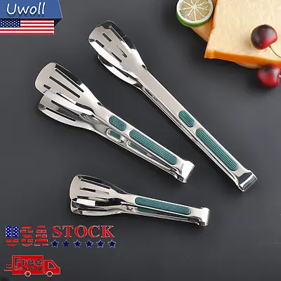3 Stainless Steel Kitchen Tongs Food Serving Grill Multi Purpose Cooking Tongs • $8.78