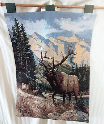 Linda Picken Big Game Elk Mountain Tapestry Wall Art Hanging Decor 26  X 36  USA • $60