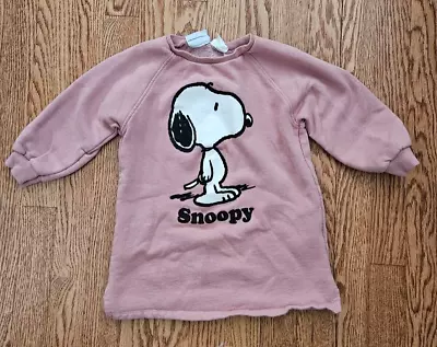 Zara Baby Toddler Girl Peanuts Snoopy Pink Sweater Dress 2-3 Years 3T • $8.95