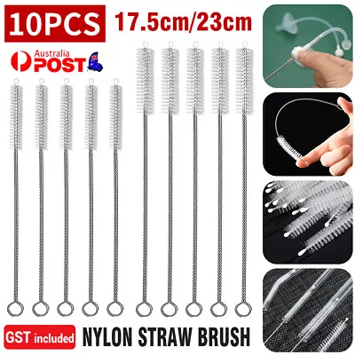 10Pcs Nylon Reusable Straw Brush Cleaner Bottle Small Long Cleaning Tube Pipe • $6.43