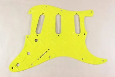 Neon Yellow Aluminum Diamond Plate SSS Strat Pickguard Fits Fender Stratocaster • $127.49