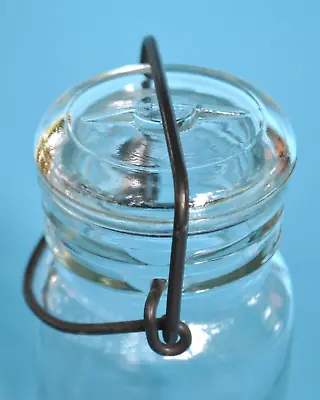Vintage GLASS LID And WIRE BAIL CLOSURE Fits WHEATON HALF~PINT 8 Oz. Canning Jar • $10