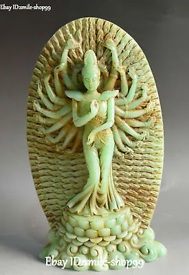 Natural Old Jade 1000 Arms Avalokiteshvara Of Goddess Quan Yin Kwan-yin Statue • $350