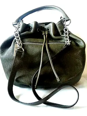 Michael Kors Hobo Drawstring Bucket Bag Olive Army Green Pebble Leather • $79