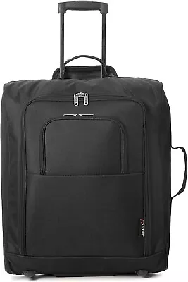 5 Cities Lightweight Cabin Trolley Black Carry On Suitcase Bag 56x45x25cm TB024 • £24.99