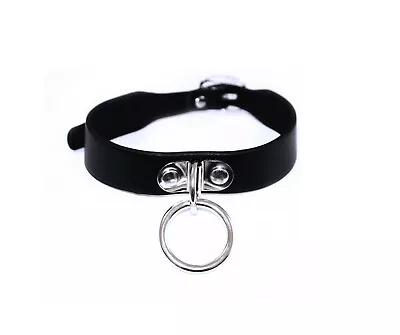 Men Women Gothic Black Leather Chain Leash Choker Necklace Collar Halloween • $8.99