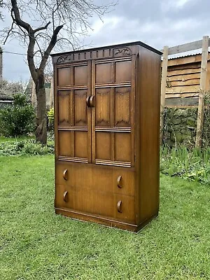 Old Charm Small Linen Press Chest Of Drawers Tallboy Antique Reproduction • £220