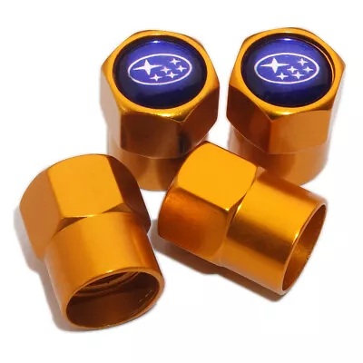 4pcs Hex Fit Subaru Car Wheels Tire Air Valve Caps Stem Dust Cover Decor Gold • $7.99