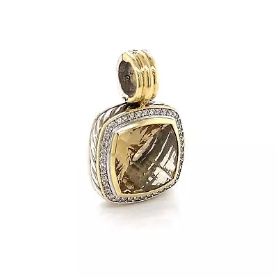 David Yurman Albion Diamond & Citrine Sterling Silver 18k Gold Charm Pendant • $1650
