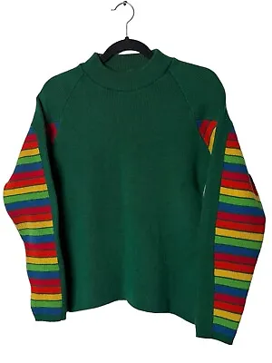 Ski Country Colorado Knitting Mills 100% Wool Ski Sweater Sz Sm Vintage Rainbow • $35.82