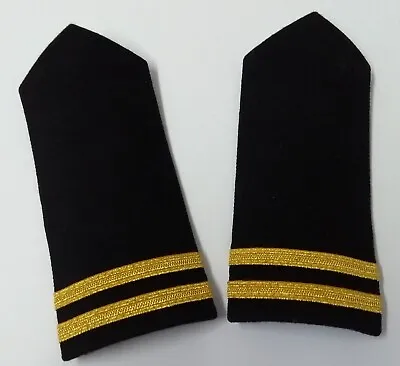 Naval 2 Bar Officers No1 Uniform Shoulder Boards Epaulette Black & Gold Detail • $51.71