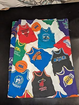 Vintage 90s Springs NBA Twin Flat Sheet  All Teams Bulls Lakers Jersey 41” X 62” • $21.99