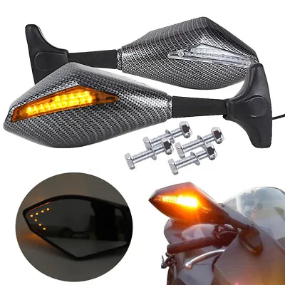 For Yamaha YZF R1 R3 R6 R6S 600 FZ R600 1000 Motorcycle Mirrors LED Turn Signals • $30.31