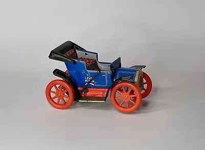 Vintage Lever Action Blue Tin Car By Modern Toys Japan 5 1/2  L. Works! • $14.99