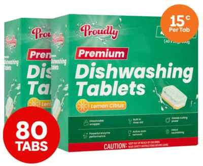 $12.67 • Buy New 2 X 40pk Proudly Premium Dishwashing Tablets Lemon Citrus
