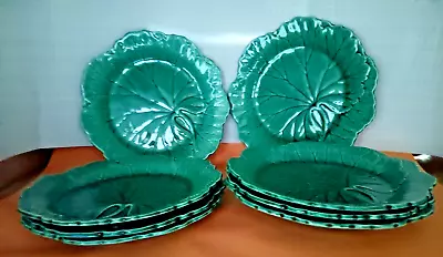 Wedgwood  Barlaston Of Etruria  Green Cabbage Leaf Plates SET OF 8 - 8  • $320