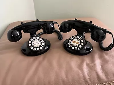 Two Vintage MICROTEL Retro Phones. Model 966 Push Buttons Rotary Black. Preowned • $70