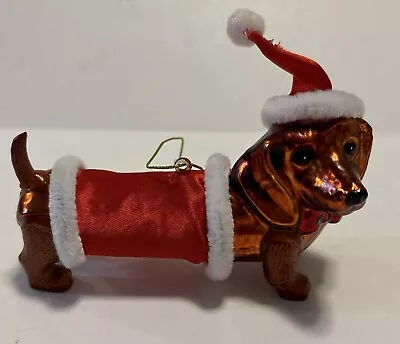 Dachshund Weiner Dog In Santa Suit Blown Glass Ornament Pre-Owned • $12.50