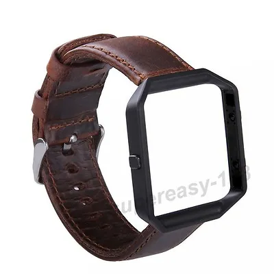 $17.19 • Buy Classic Genuine Leather Watch Band Strap Metal Frame For Fitbit Blaze Watch