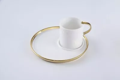Pampa Bay Salerno Porcelain Cappucino Cup & Saucer White/Gold (CER-2724-WG) • £44.76