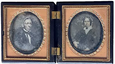 2 Antique Daguerreotype Photographs In Thermoplastic Union Case Husband & Wife • $61